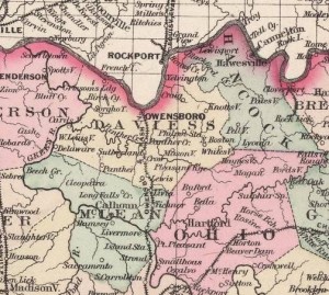 Colton's Kentucky and Tennessee. Published By G. W & C. B. Colton & Co., No. 182 William St. New York.  Source: David Rumsey Map Collection, Online   copyright © 2000 by Cartography Associates.